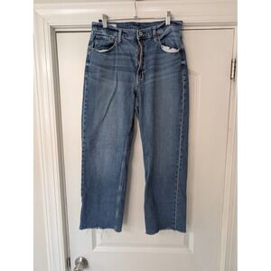 Gap 90s Loose High Rise Jeans Womens 28/6 Petite Medium Wash Raw Hem preppy Y2K